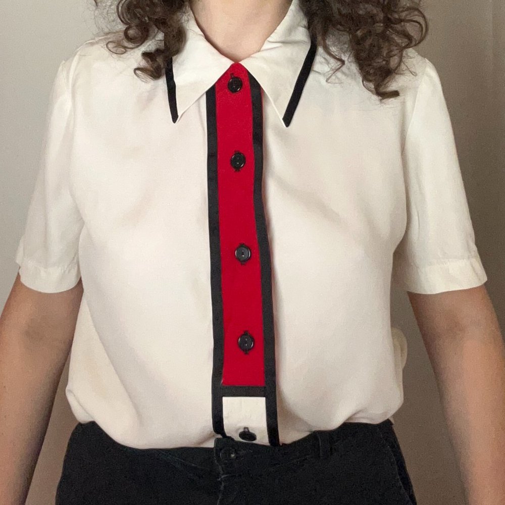 collared colorblock contrast stripe button down shirt dressy casual